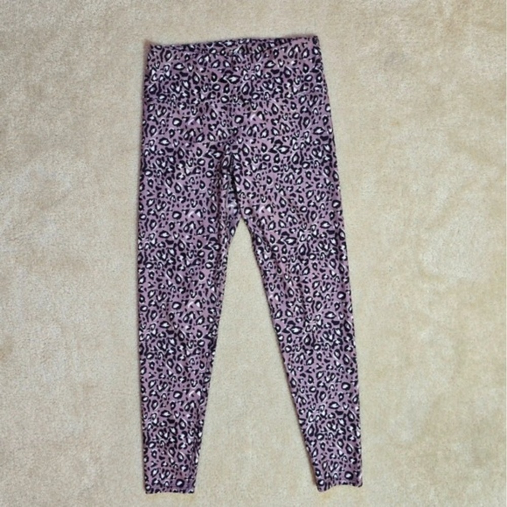 Kyodan Womens Dusty Purple Leopard Print High Rise Activewear Leggings Medium - Picture 2 of 4